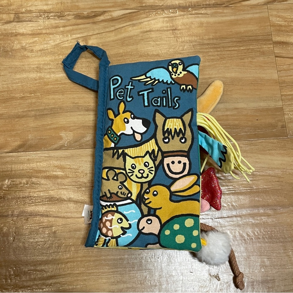 JELLYCAT LONDON BLUE PET TAILS SOFT CRINKLE FABRIC BABY TODDLER BOOK